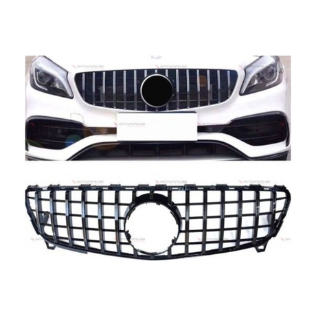 Grill compatibel met Mercedes A Klasse W176 Facelift (2015-2018) Glans Zwart – afbeelding 1