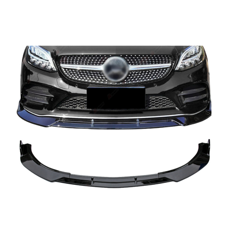 Front Lip compatibel met Mercedes C Klasse W205 (2014-2018) Glans Zwart, uitvoering A - afbeelding 1