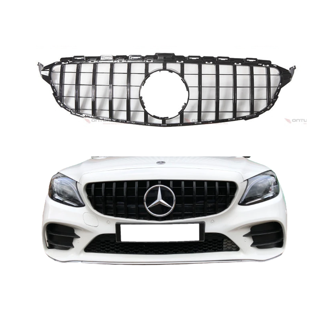 Grill compatibel met Mercedes C Klasse W205, C205, S205 (2014-2018) Glans Zwart – afbeelding 1