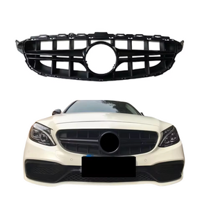 Grill compatibel met Mercedes C Klasse (2014-2018) Glans Zwart – afbeelding 1