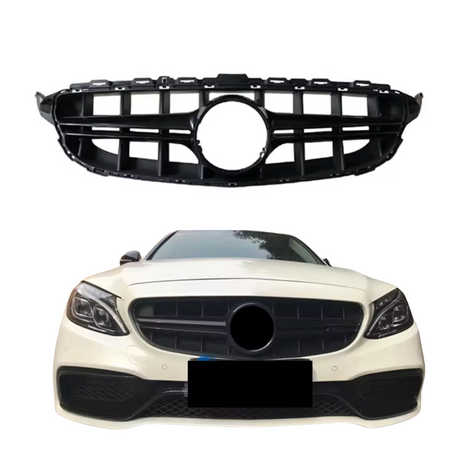 Grill compatibel met Mercedes C Klasse (2014-2018) Glans Zwart – afbeelding 1